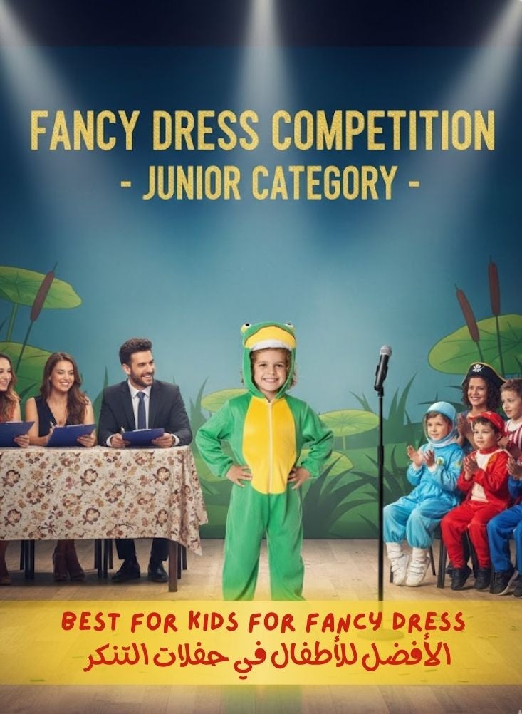 بريميم زي تنكري للأطفال على شكل ضفدع - زي تنكري أخضر على شكل ضفدع كرتوني للأطفال، مناسب لحفلات الحيوانات وأوقات اللعب - Image 3